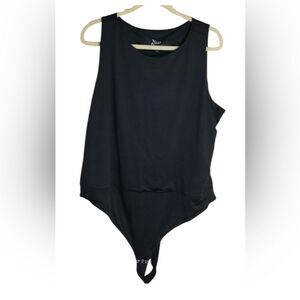 NWT Nina Parker Black Women's Thong Snap Bodysuit